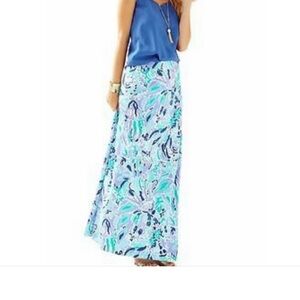 Lilly Pulitzer Blue & Aqua Paisley Maxi Skirt